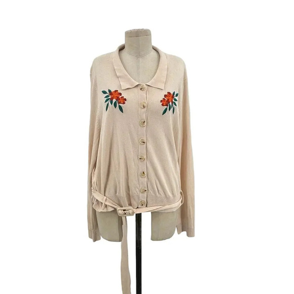 ModCloth x Collectif Blooms of Paradise Cardigan‎ Floral Belted Size US 16 - Picture 2 of 15